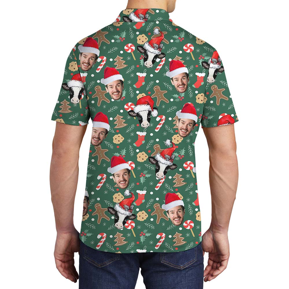 Funny Christmas Cow Personalized Aloha Men's Polo