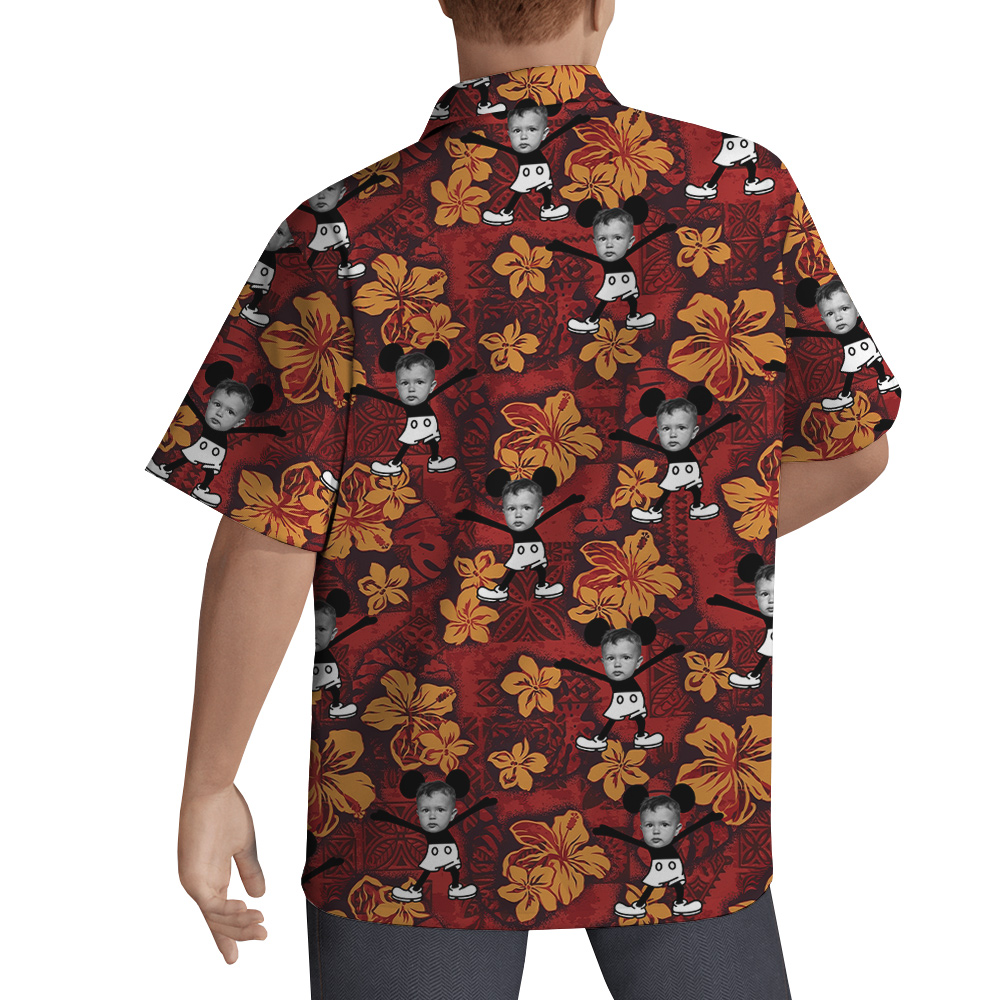 Steamboat Willie Mickey Vintage Hibiscus Hawaiian Shirt With Custom Face