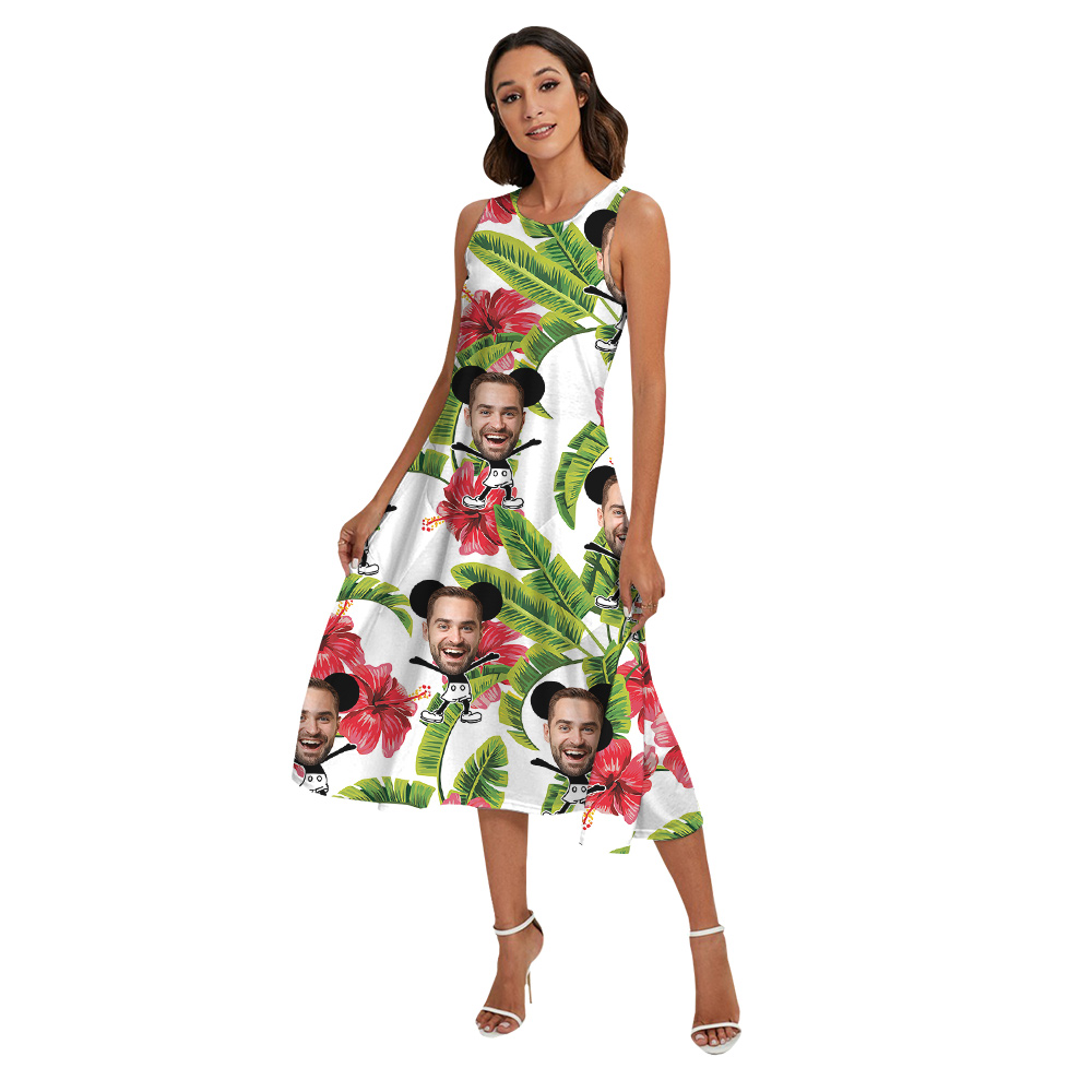 Funny Custom Face Mickey Steamboat Willie Matching Family Hawaiian Outfits