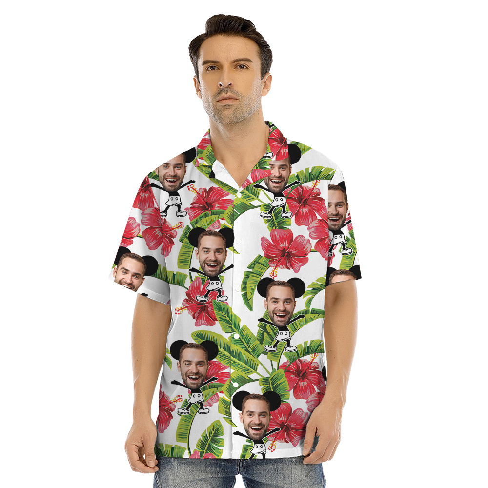 Funny Custom Face Mickey Steamboat Willie Matching Family Hawaiian Outfits