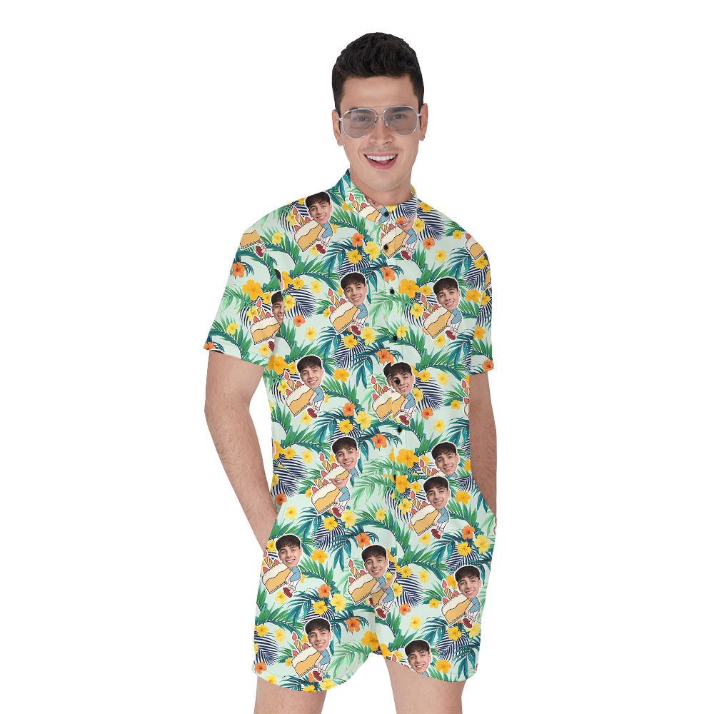 Funny Birthday Hawaiian Men Romper with Custom Face - variant image 1