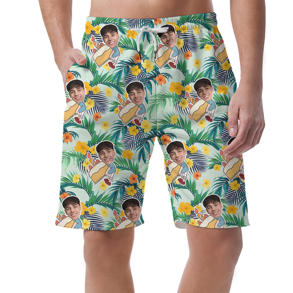 Funny Birthday Hawaiian Men Short with Custom Face - variant image 1