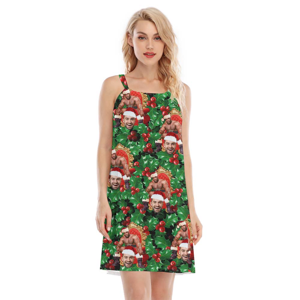 Funny Tropical Pine Tree Custom Face Cami Dress - variant image 1