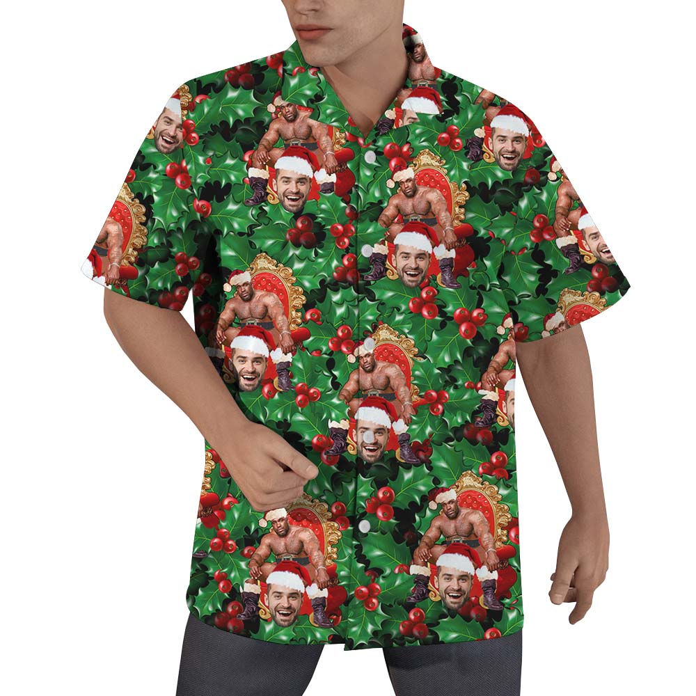 Funny Custom Face Pine Tree Tropical Hawaiian Shirt Men - variant image 1