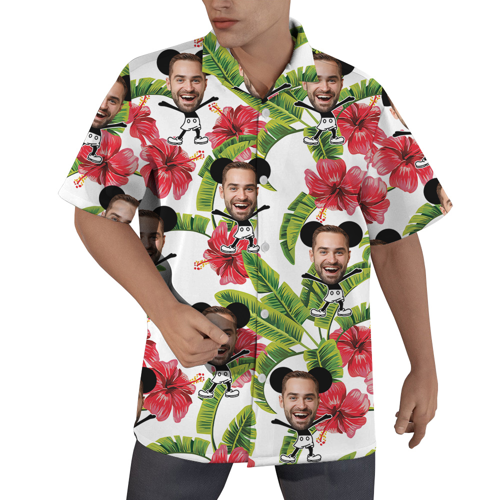 Custom Face Steamboat Willie Mickey Hawaiian Shirt - variant image 1