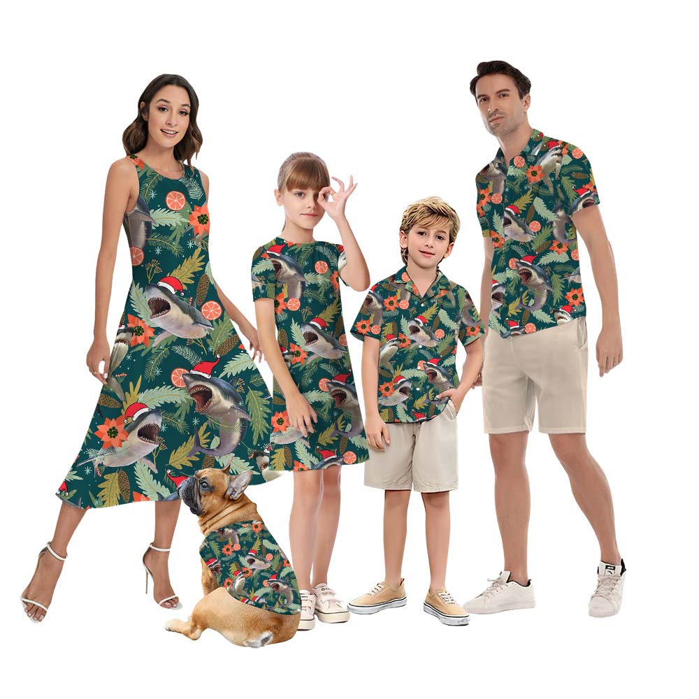 Matching Family Santa Shark Hawaiian Outfits - variant image 1