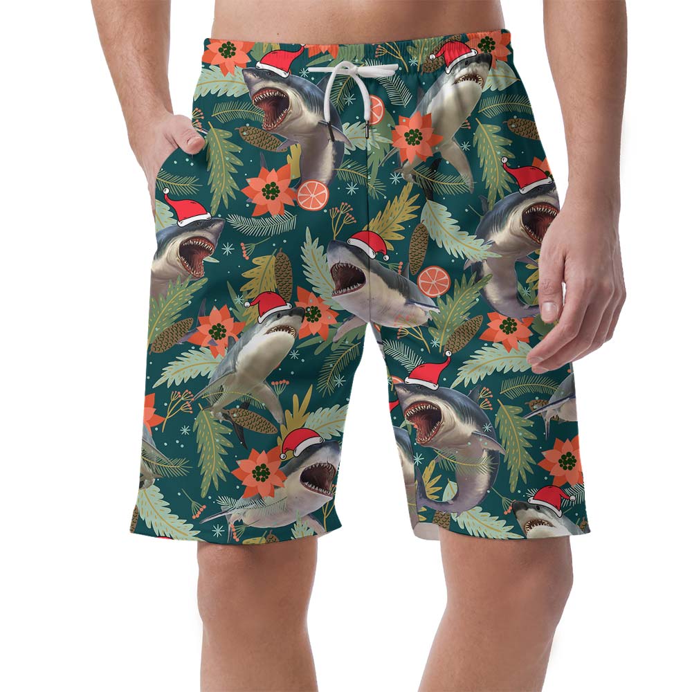 Santa Shark Tropical Aloha Men's Shorts - variant image 1