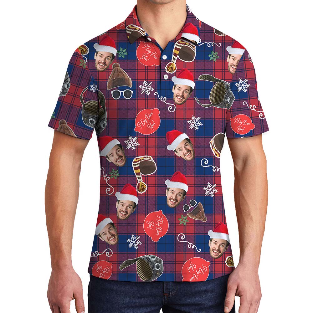Santa Hat Personalized Plaid Red Men's Polo - variant image 1
