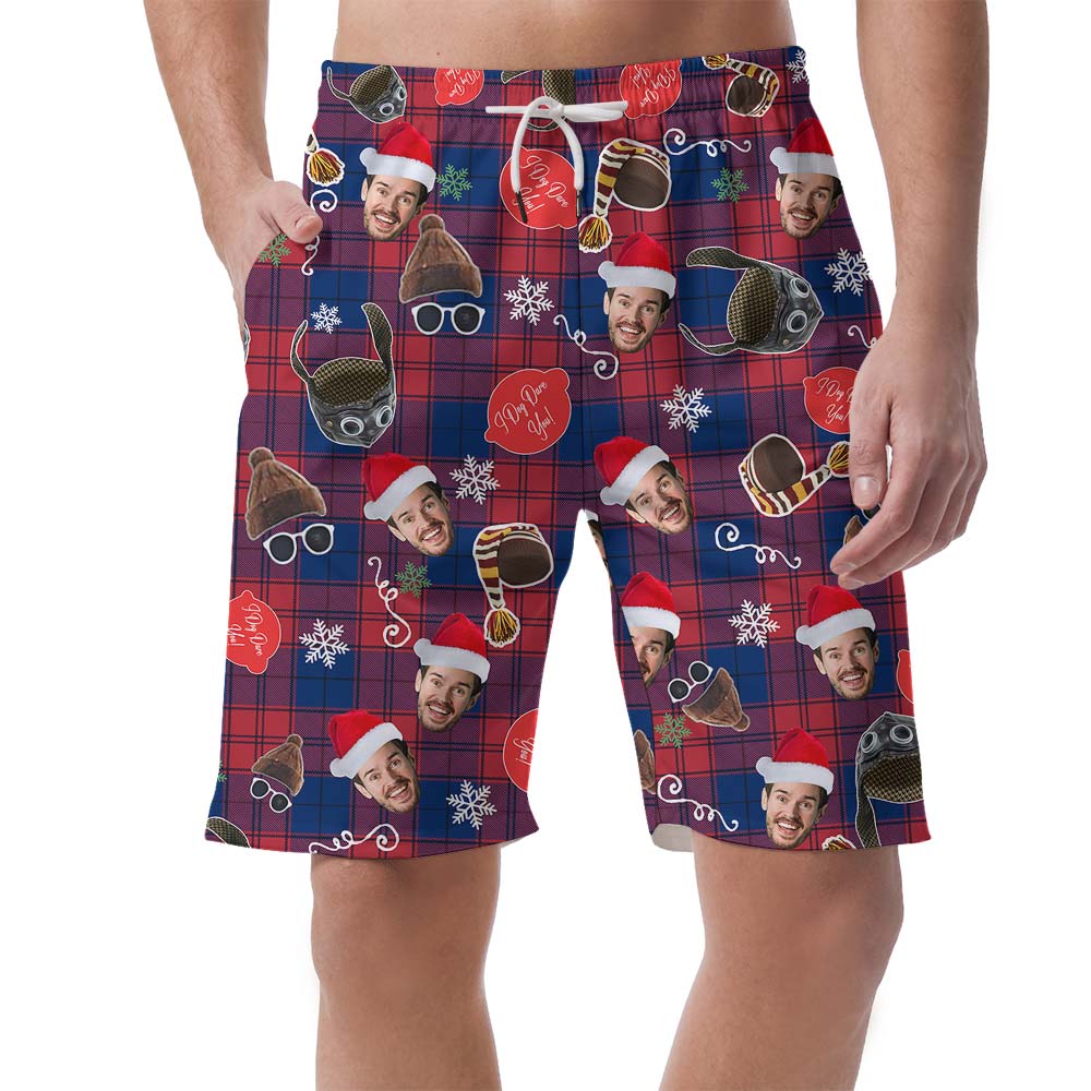 Santa Christmas Custom Men's Shorts Plaid Buffalo - variant image 1