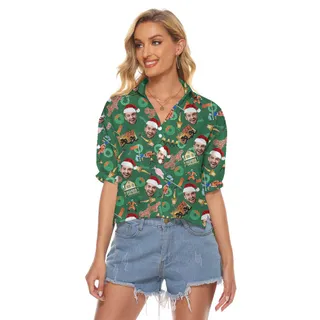 Christmas Aloha Custom Women's Cropped Shirt