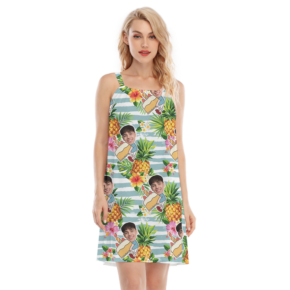 Pineapple Cheers Custom Face for Birthday Hawaiian Cami Dress - variant image 1