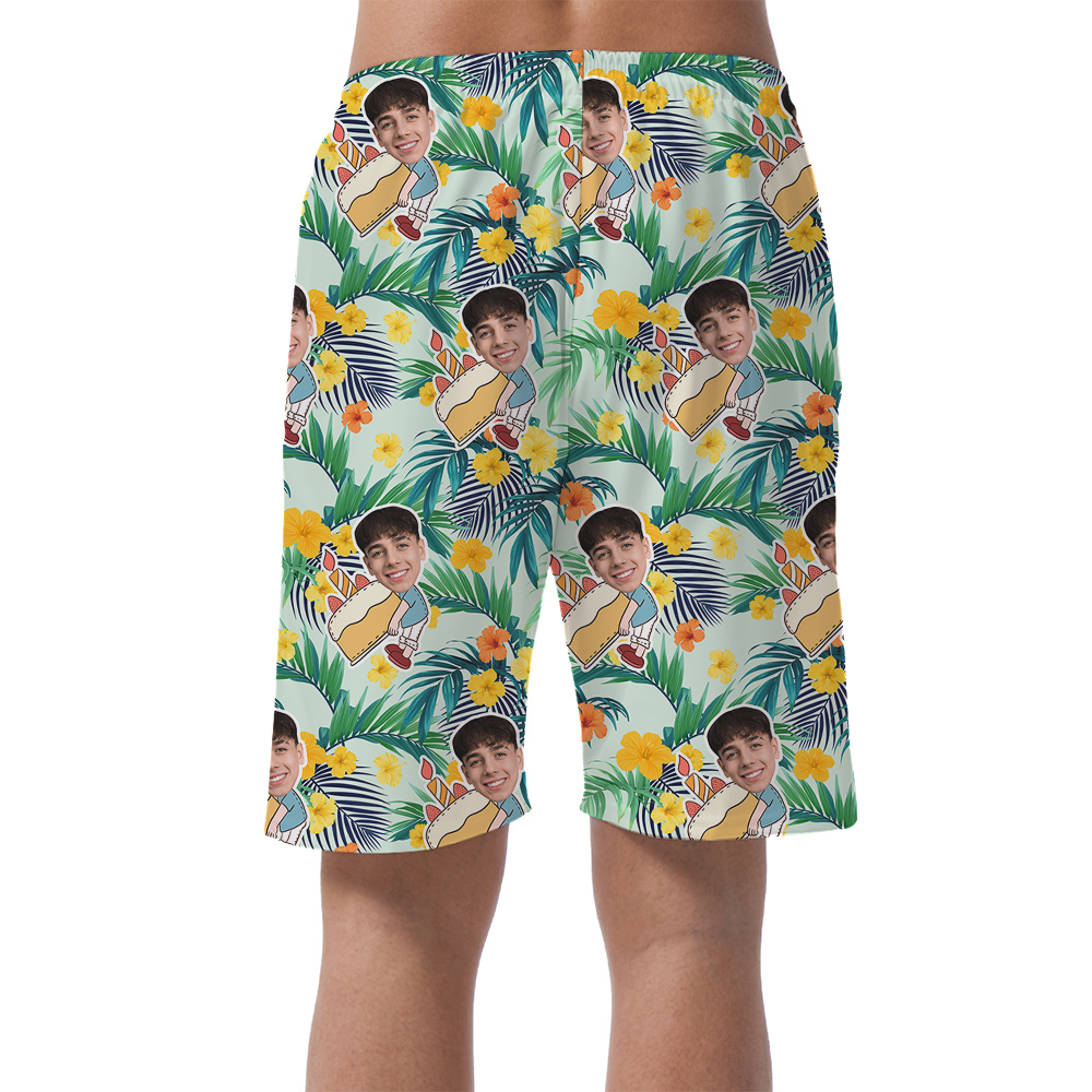 Funny Birthday Hawaiian Men Short with Custom Face