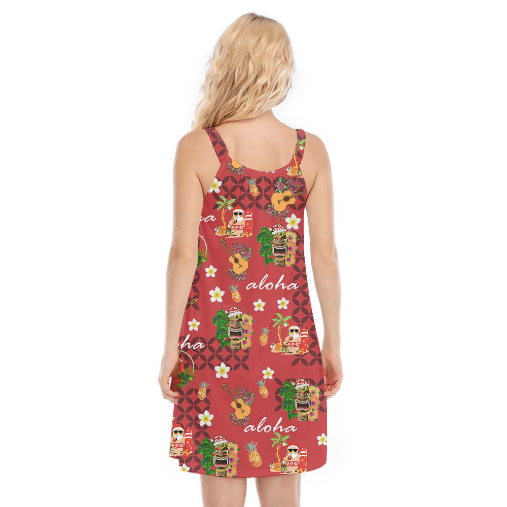 Women's Aloha Cami Dress With Santa Pattern