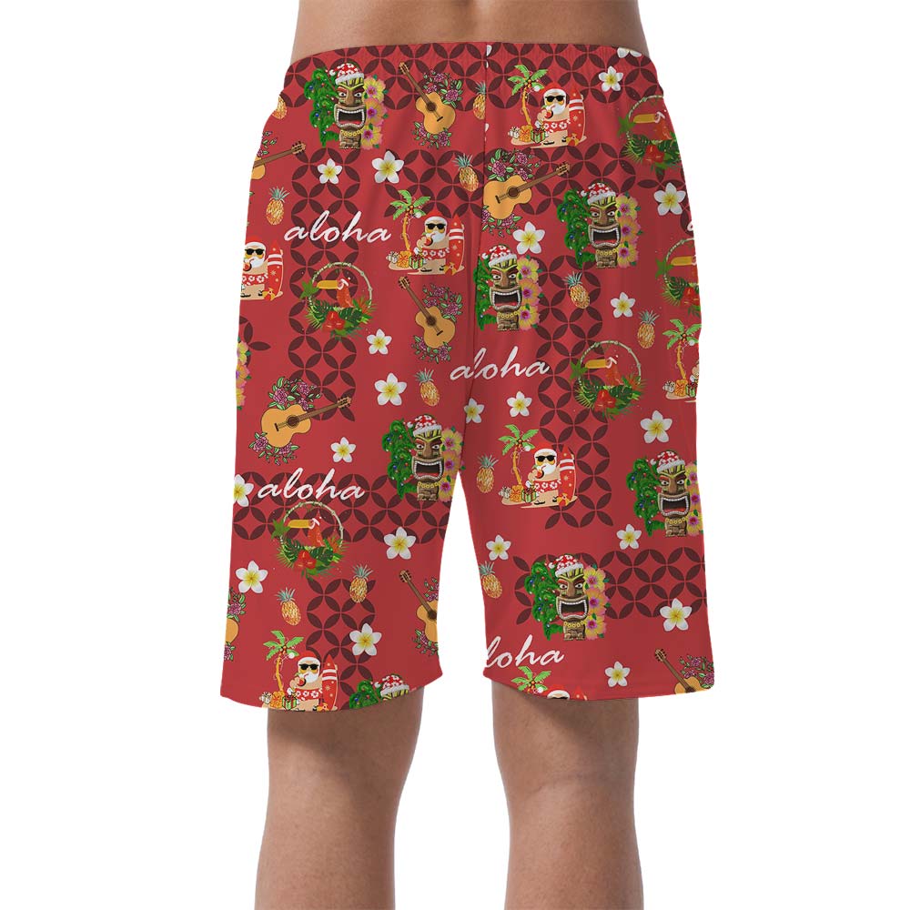Lovely Red Aloha Beach Men's Shorts