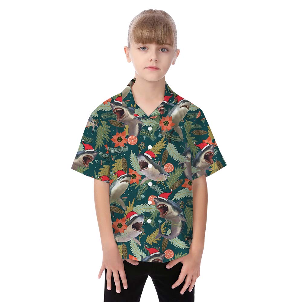Matching Family Santa Shark Hawaiian Outfits
