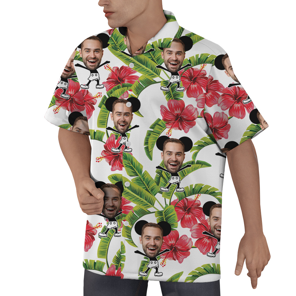 Custom Face Steamboat Willie Mickey Hawaiian Shirt