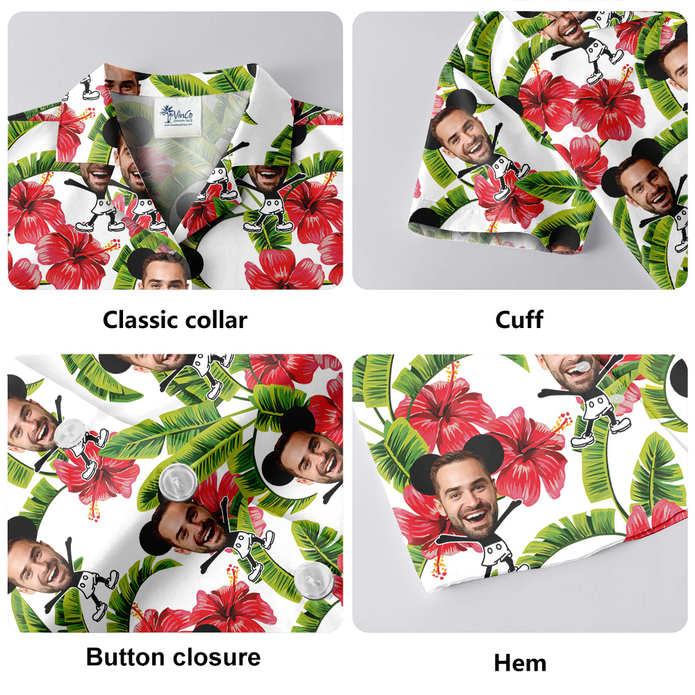 Custom Face Steamboat Willie Mickey Hawaiian Shirt