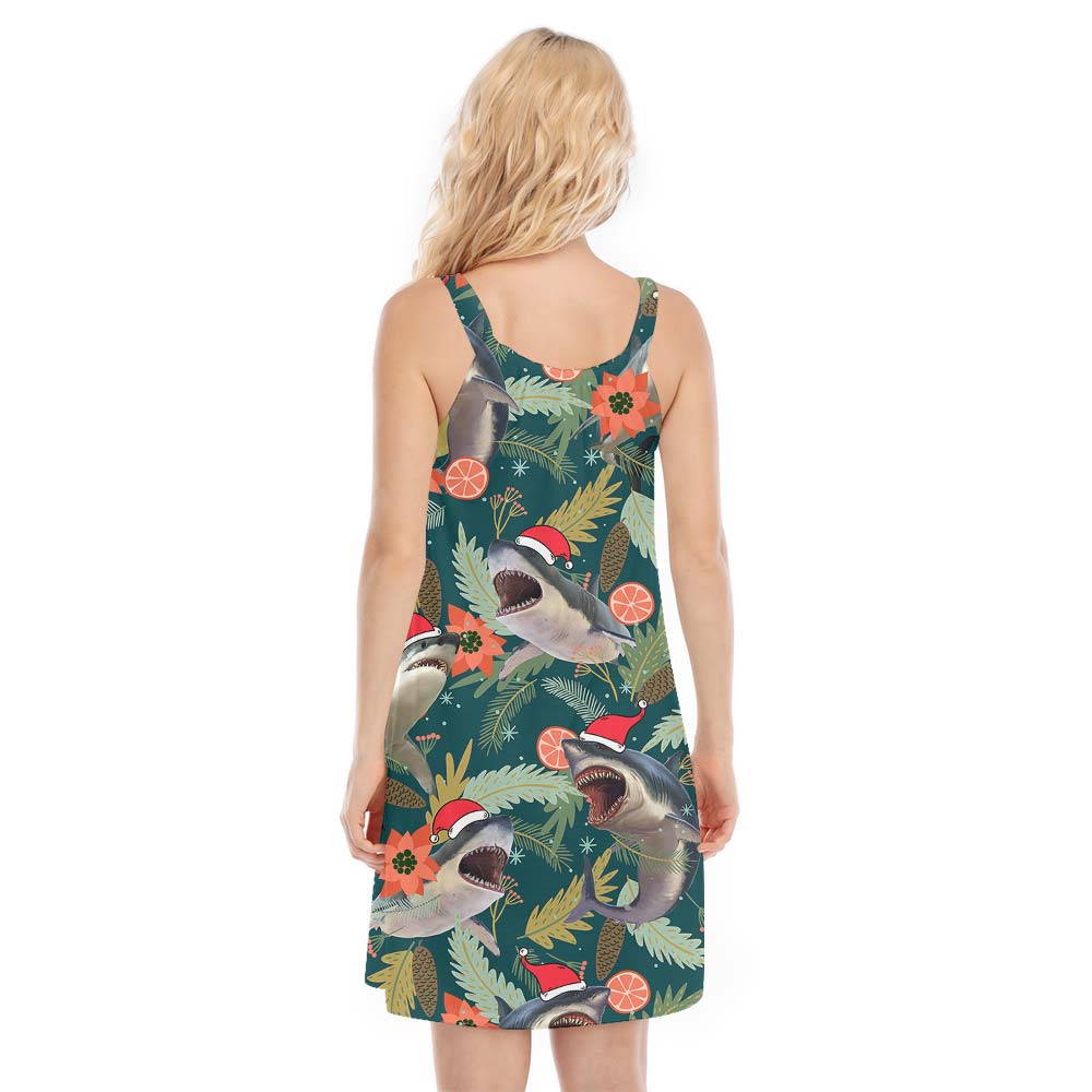 Aloha Cami Dress With Santa Shark Pattern