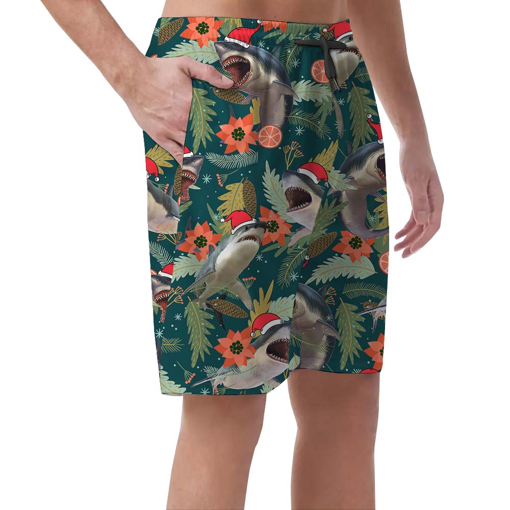 Santa Shark Tropical Aloha Men's Shorts