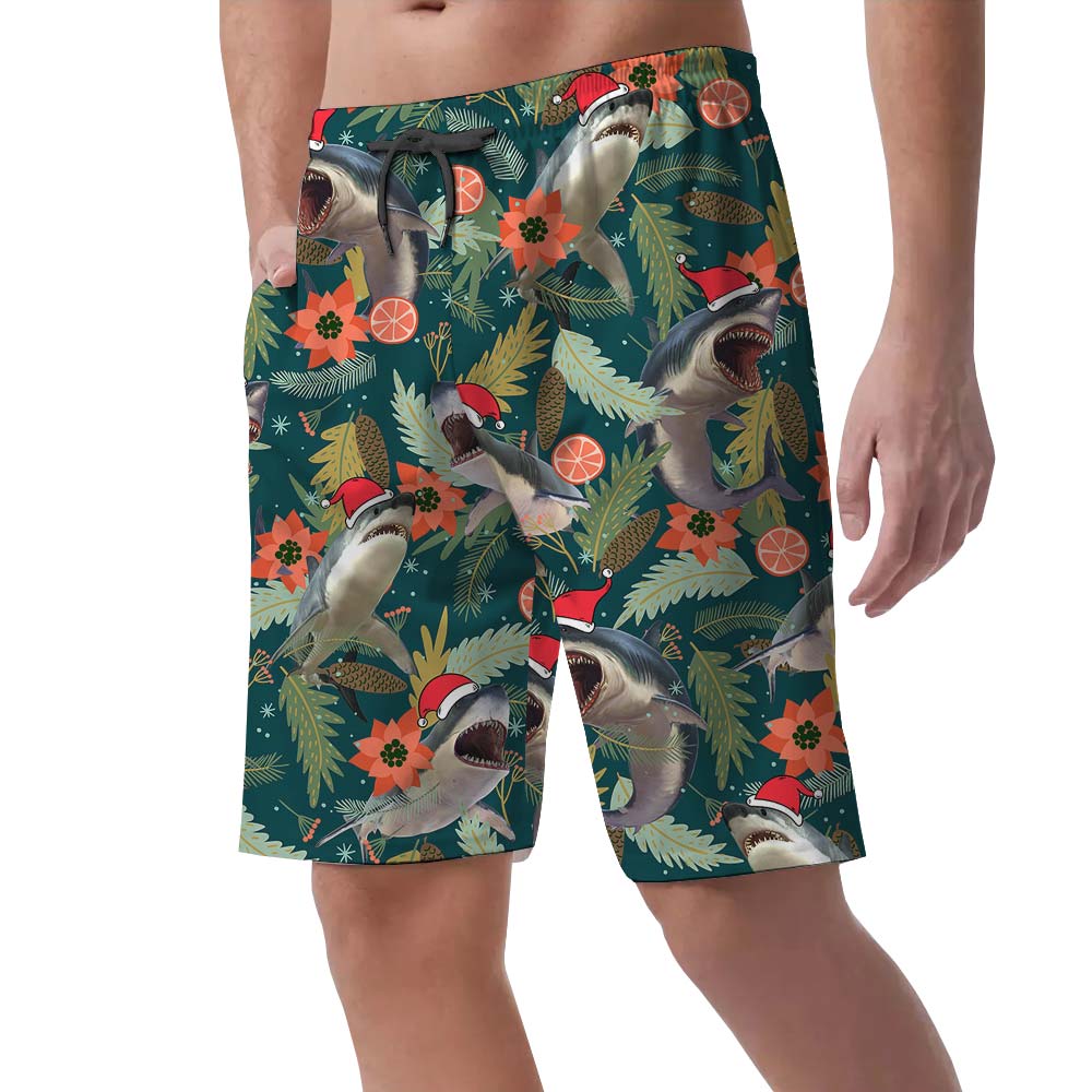 Santa Shark Tropical Aloha Men's Shorts