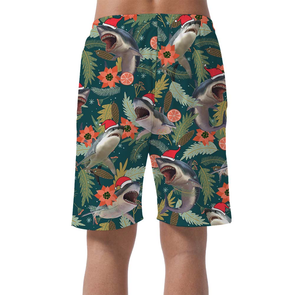 Santa Shark Tropical Aloha Men's Shorts