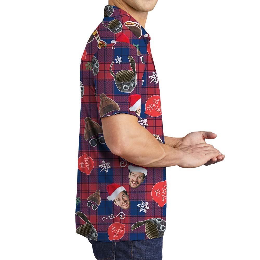 Santa Hat Personalized Plaid Red Men's Polo