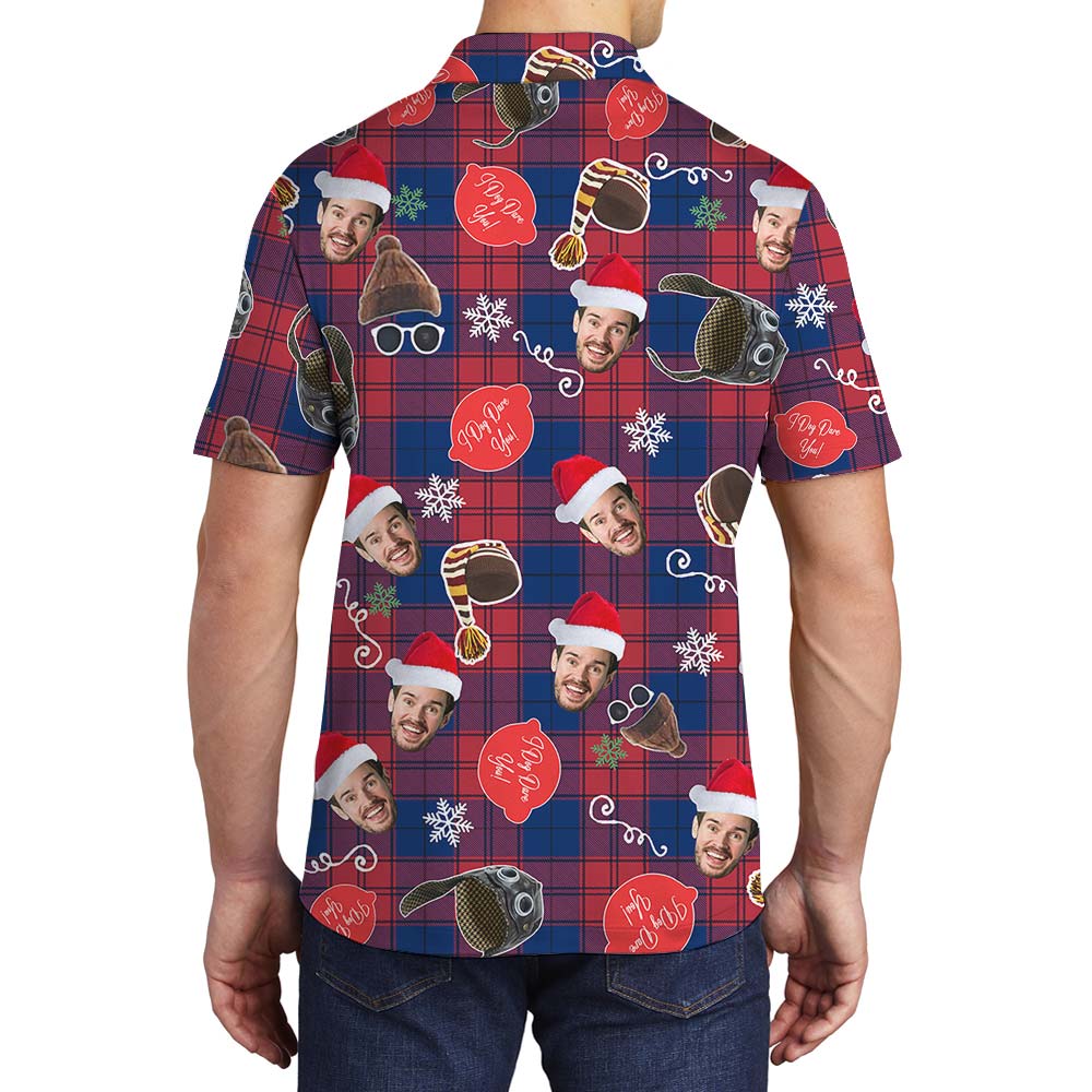 Santa Hat Personalized Plaid Red Men's Polo