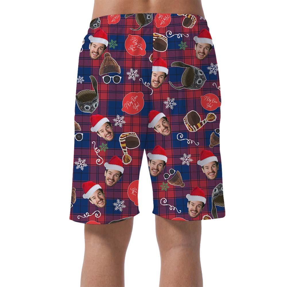Santa Christmas Custom Men's Shorts Plaid Buffalo