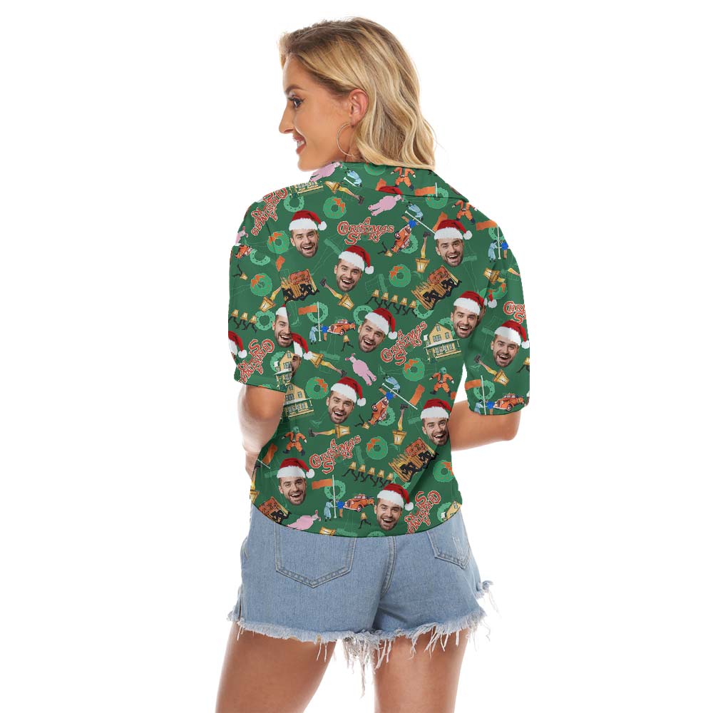 Christmas Aloha Custom Women's Cropped Shirt