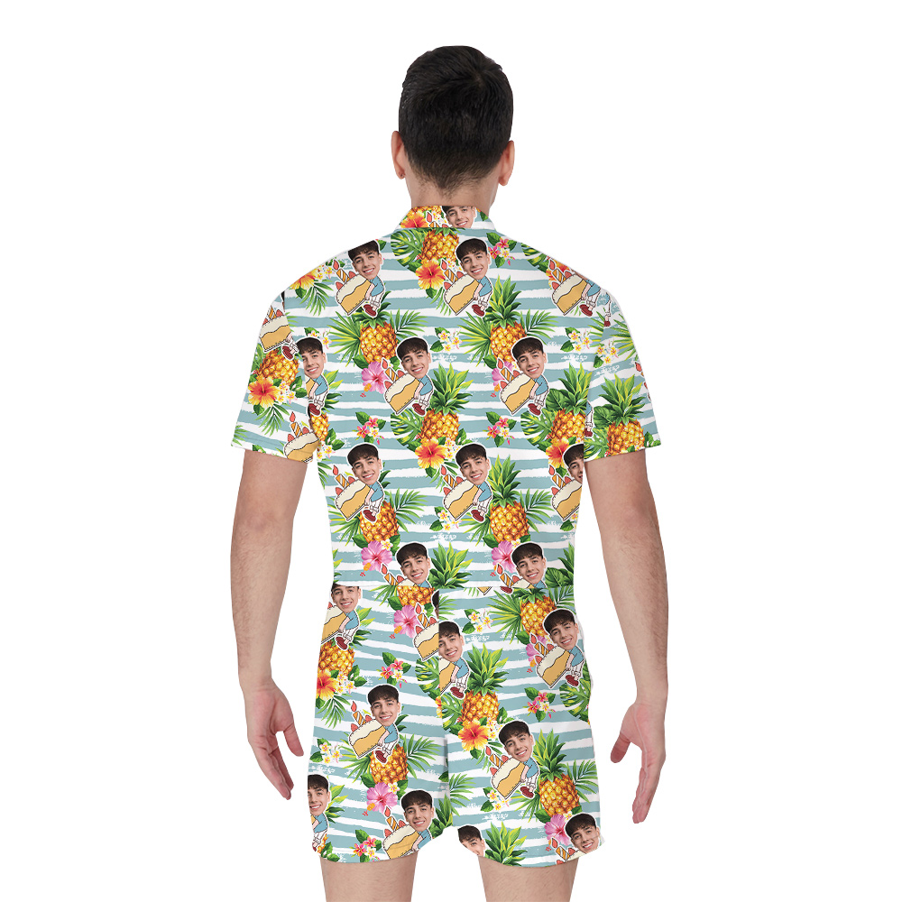 Custom Face Birthday Aloha Romper for Men with Face