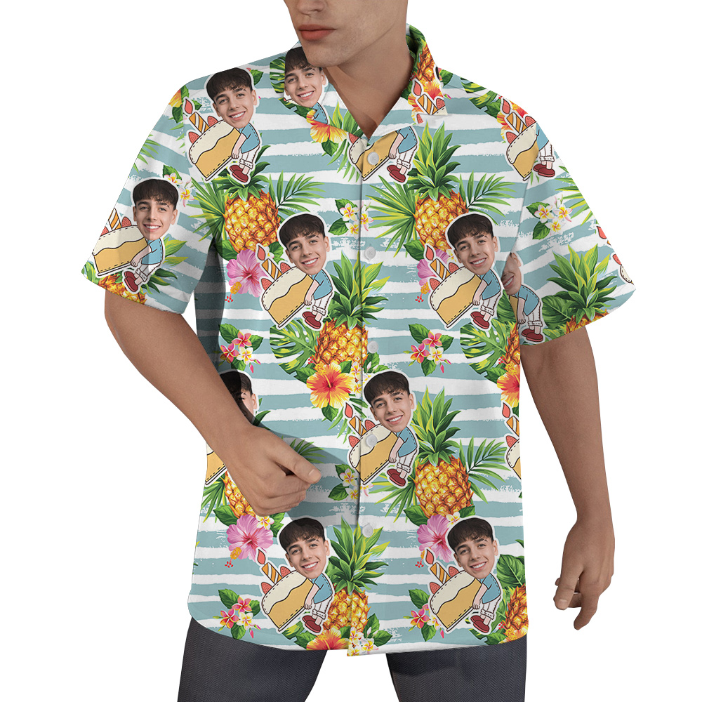 Pineapple Custom Face Birthday Aloha Shirt for Men - variant image 1