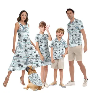 Funny Shark Matching Hawaiian Outfits For Family