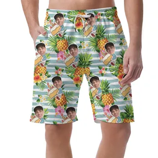 Pineapple Custom Face Birthday Aloha Short for Men