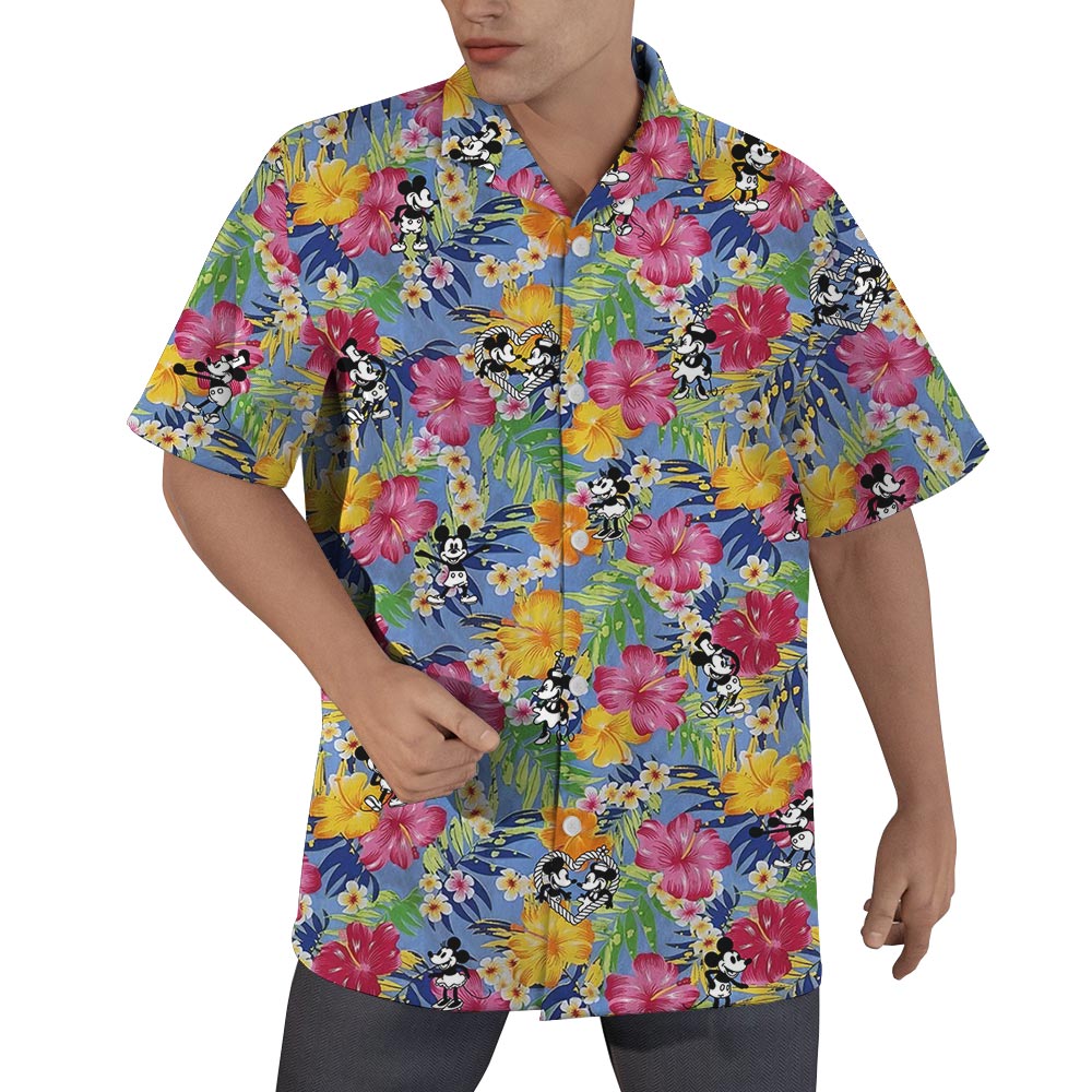 Colorful Mickey Mouse Hawaiian Shirt Men Steamboat Willie - variant image 1