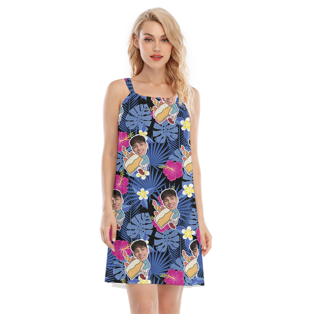 Birthday Party Custom Hawaiian Cami Dress with Faces and Age - variant image 1