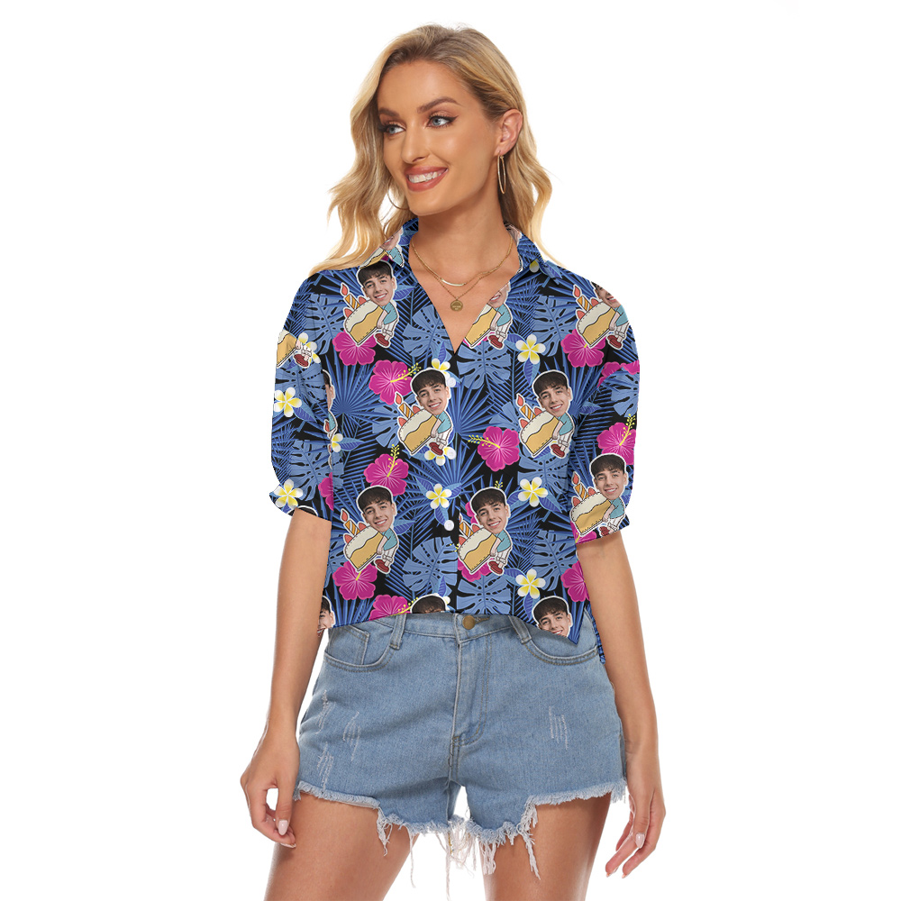 Birthday Party Custom Women's Cropped Shirt with Faces and Age - variant image 1