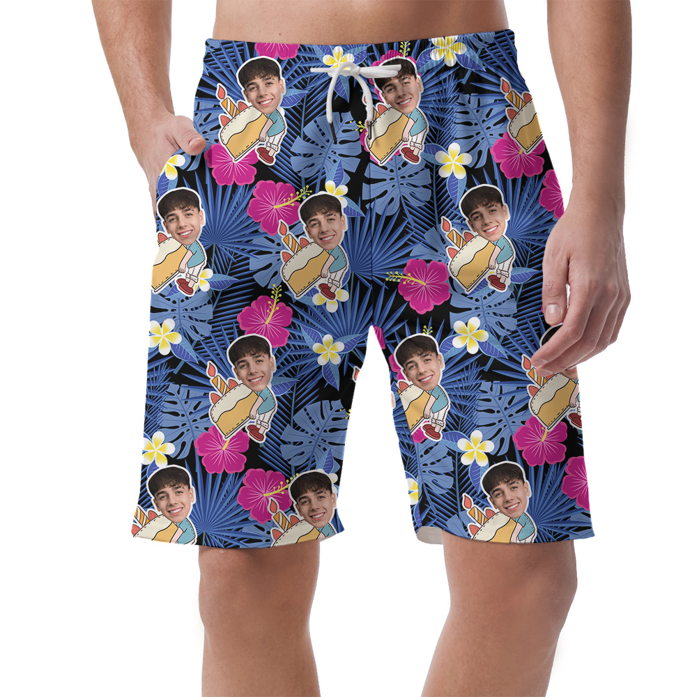 Birthday Vibes Island Custom Hawaiian Short for Men with Faces and Age - variant image 1