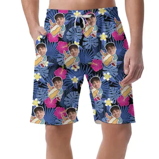 Birthday Vibes Island Custom Hawaiian Short for Men with Faces and Age