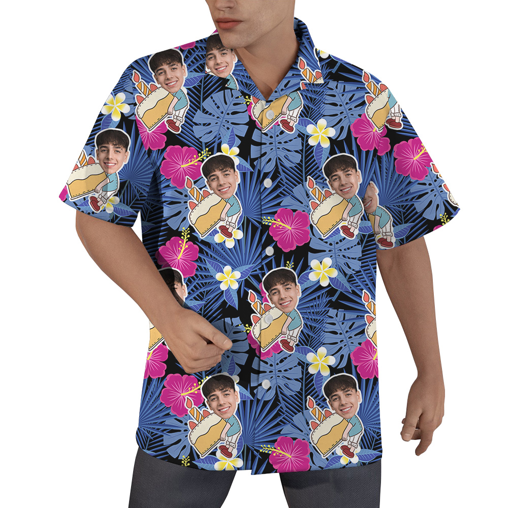 Night Tropical Custom Hawaiian Shirt for Men with Faces and Age - variant image 1