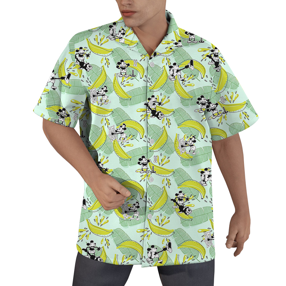 Funny Mickey Steamboat Willie Banana Hawaiian Shirt - variant image 1