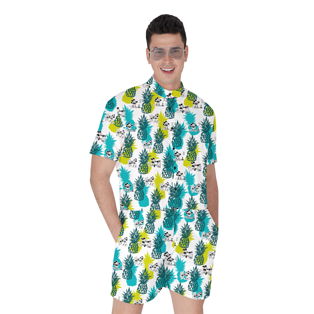 Mickey Steamboat Willie Movie Pineapple Hawaiian Romper For Men - variant image 1
