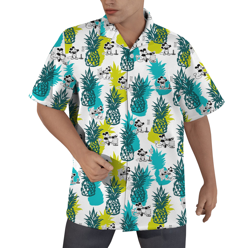 Steamboat Willie Mickey Mouse Pineapple Hawaiian Shirt - variant image 1