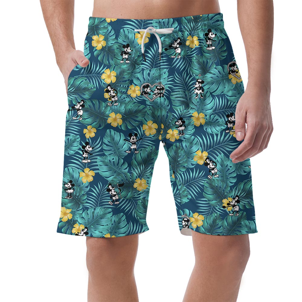 Funny Men's Tropical Shorts With Mickey Mouse Steamboat Willie - variant image 1