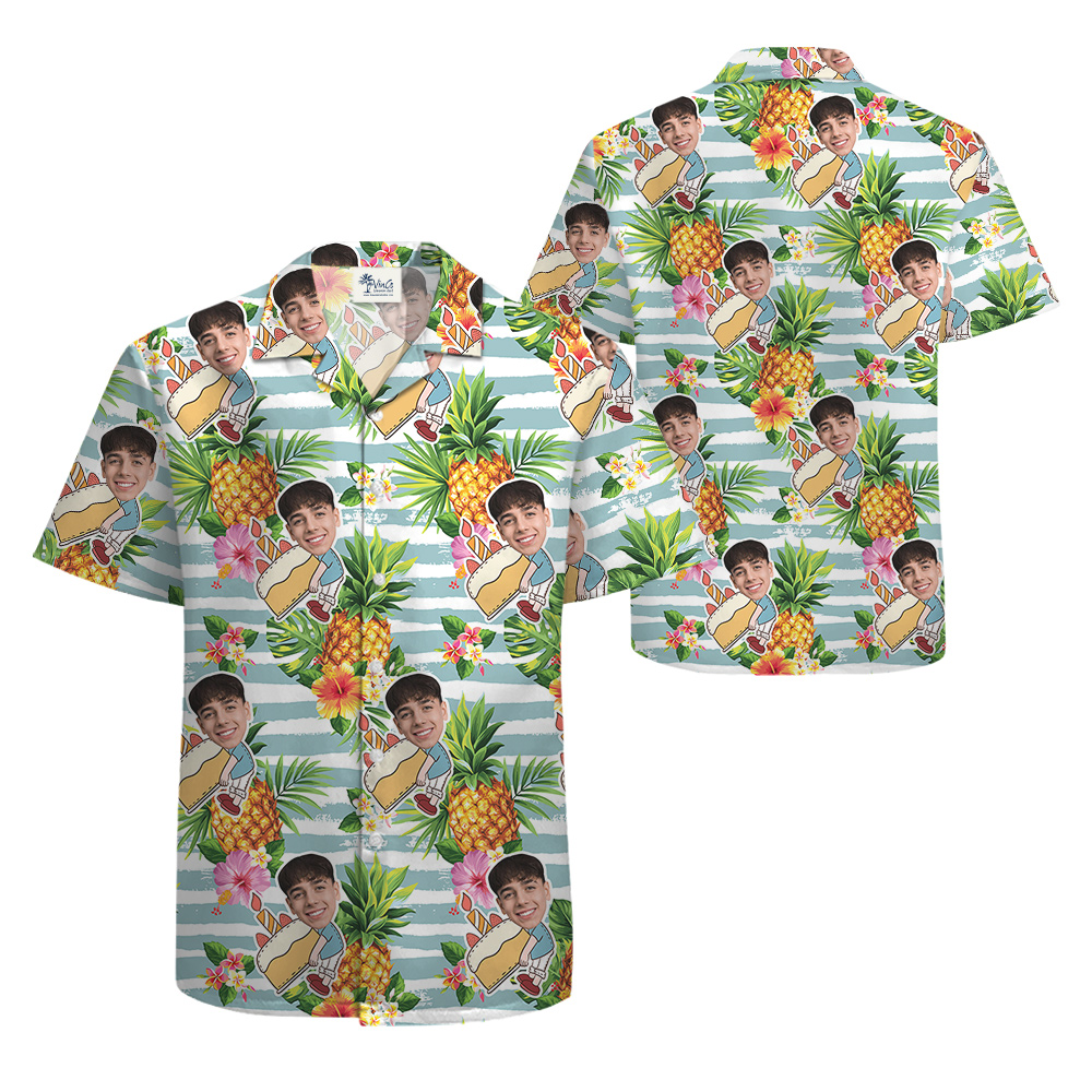Pineapple Custom Face Birthday Aloha Shirt for Men