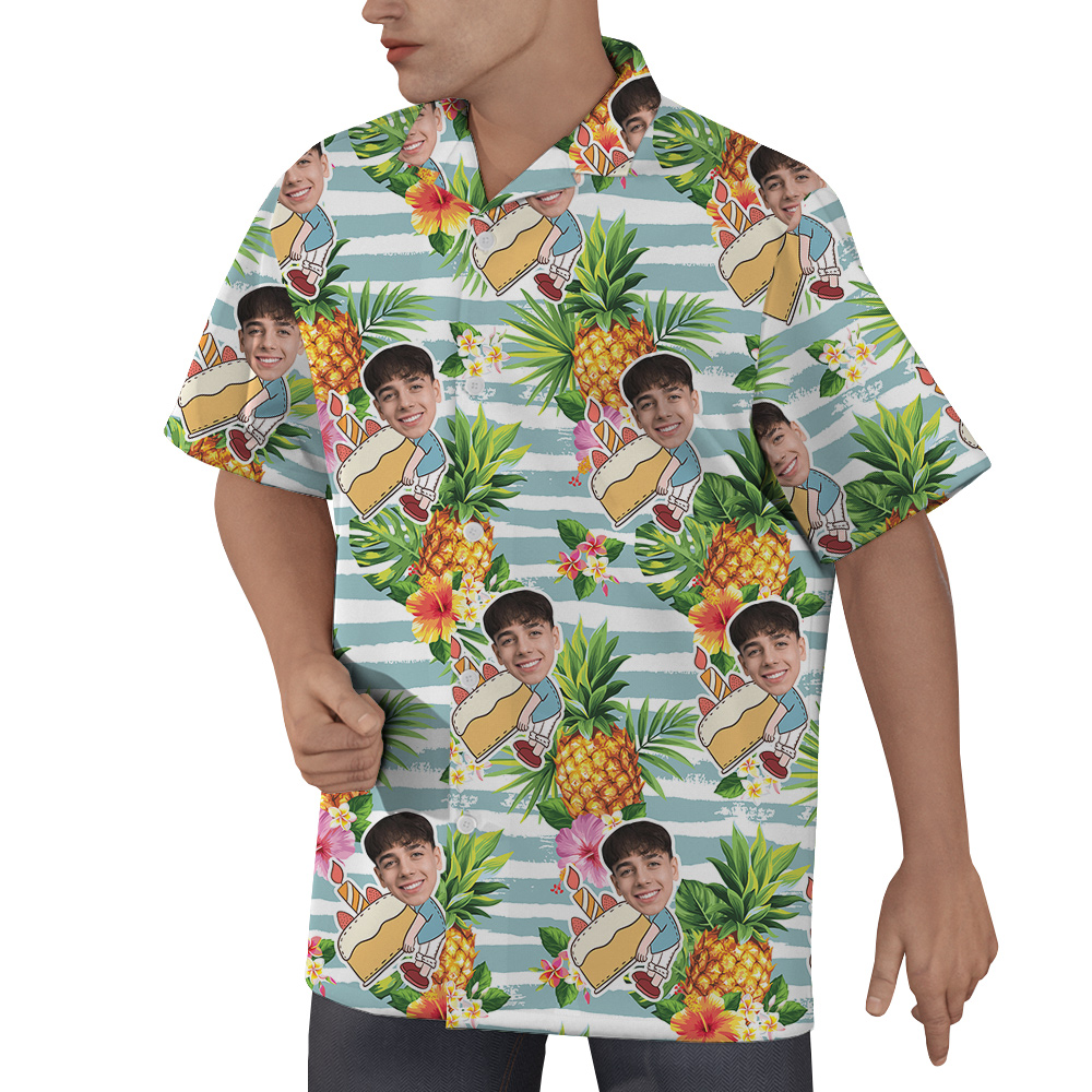 Pineapple Custom Face Birthday Aloha Shirt for Men