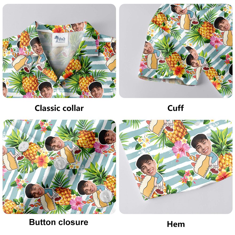 Pineapple Custom Face Birthday Aloha Shirt for Men
