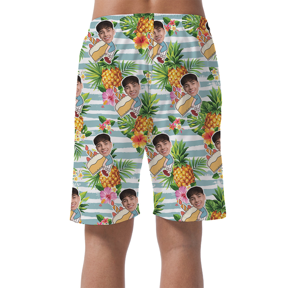 Pineapple Custom Face Birthday Aloha Short for Men