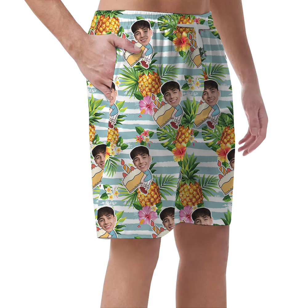 Pineapple Custom Face Birthday Aloha Short for Men