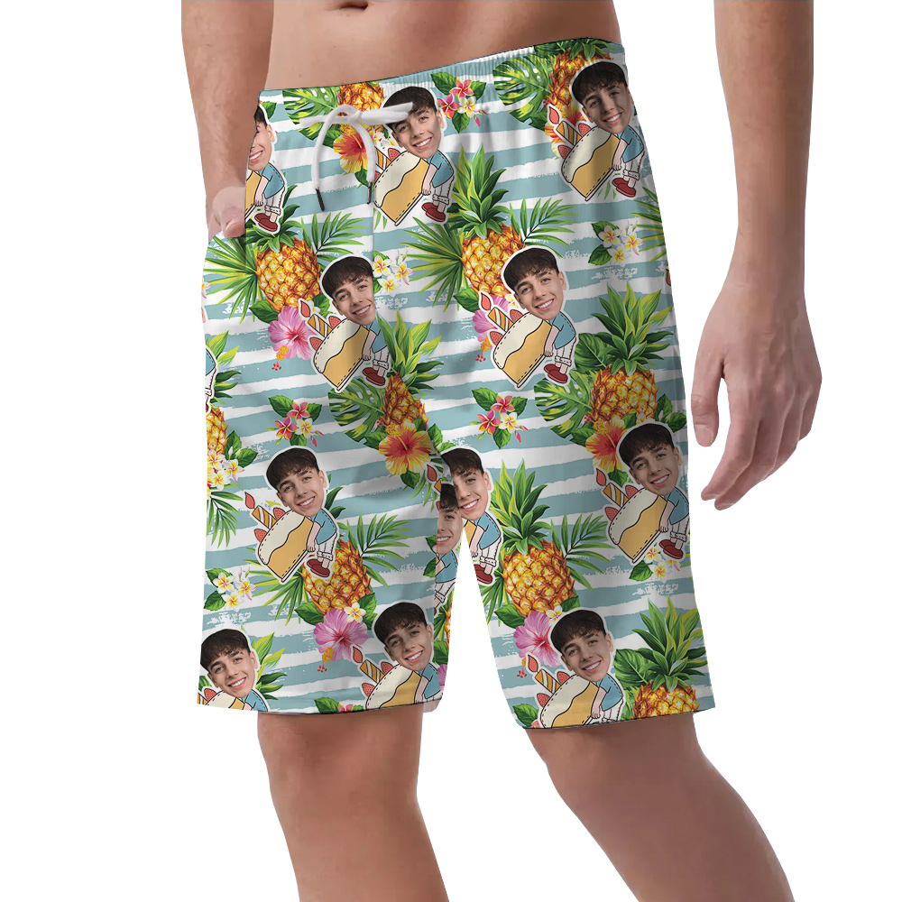 Pineapple Custom Face Birthday Aloha Short for Men