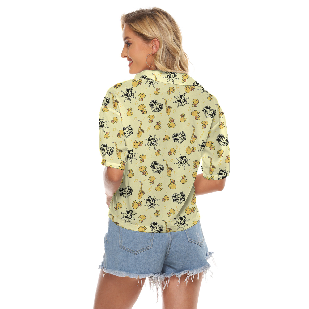 Funny Rubber Ducky Steamboat Willie Mickey Hawaiian Crop Top Shirt